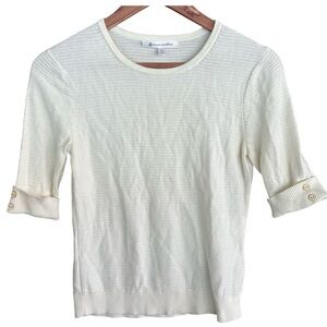 Brooks Brothers Cream Textured Knit Top - Scoop neck